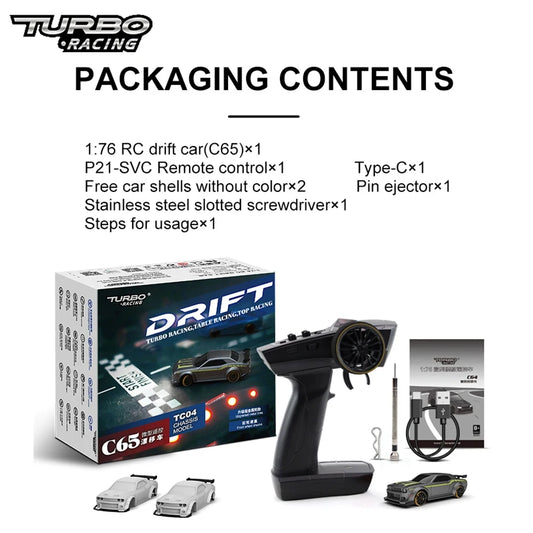 Challenger Speedster Turbo Drift 1:76 RC Car – Pro Remote Control with Gyro"
