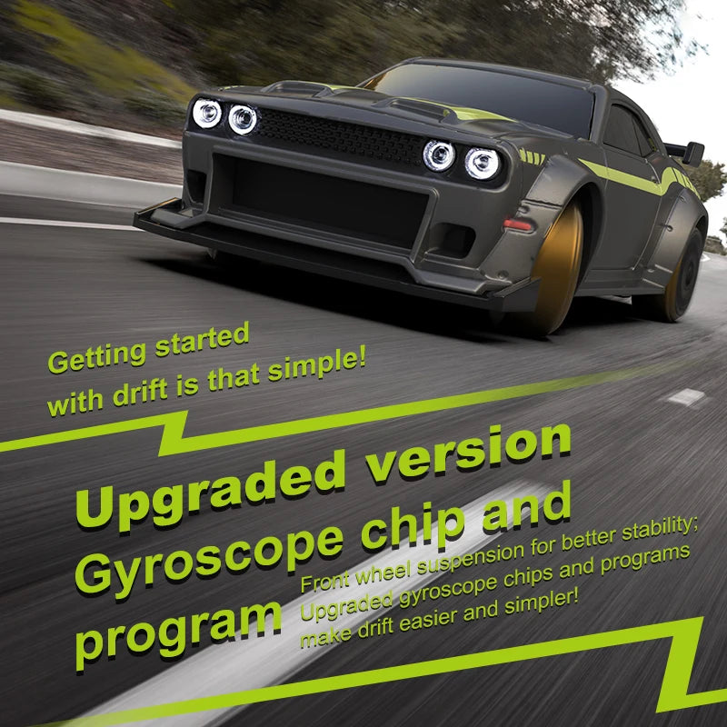 Challenger Speedster Turbo Drift 1:76 RC Car – Pro Remote Control with Gyro"